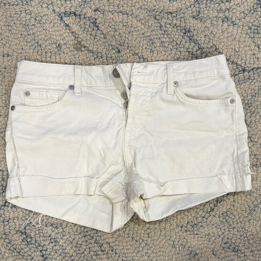 7 for all mankind white denim shorts